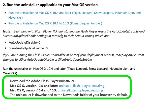 adobe flash player for mac os x version 10.10.5